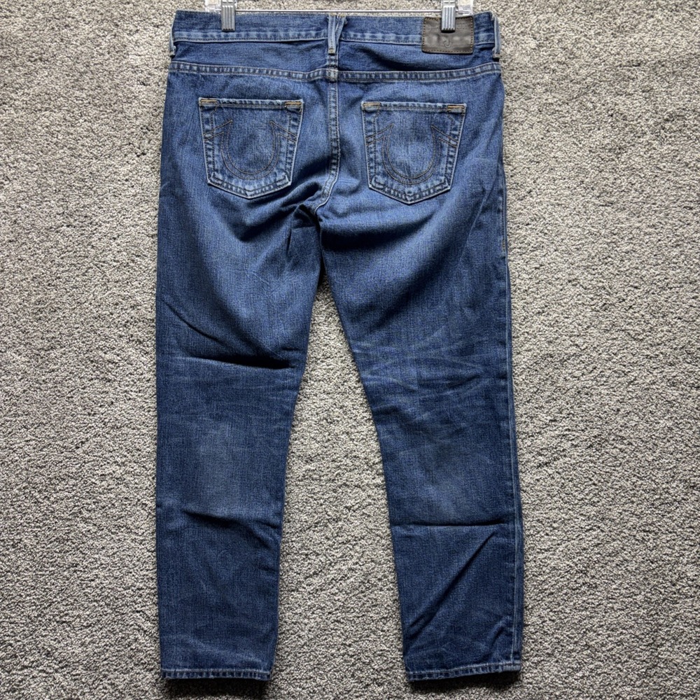 True Religion Women's 29x26 Liv Blue Jeans Relaxed Skinny Cropped Button Fly EUC
